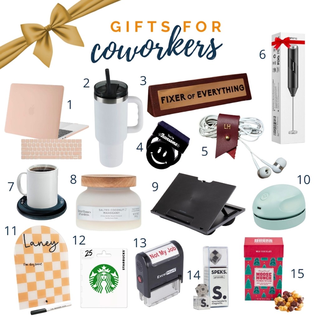 graphic of various gifts for coworkers
