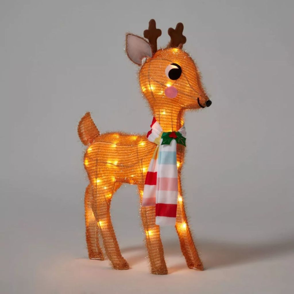 Wondershop 28" Tinsel Fabric Reindeer Christmas Novelty Sculpture Light