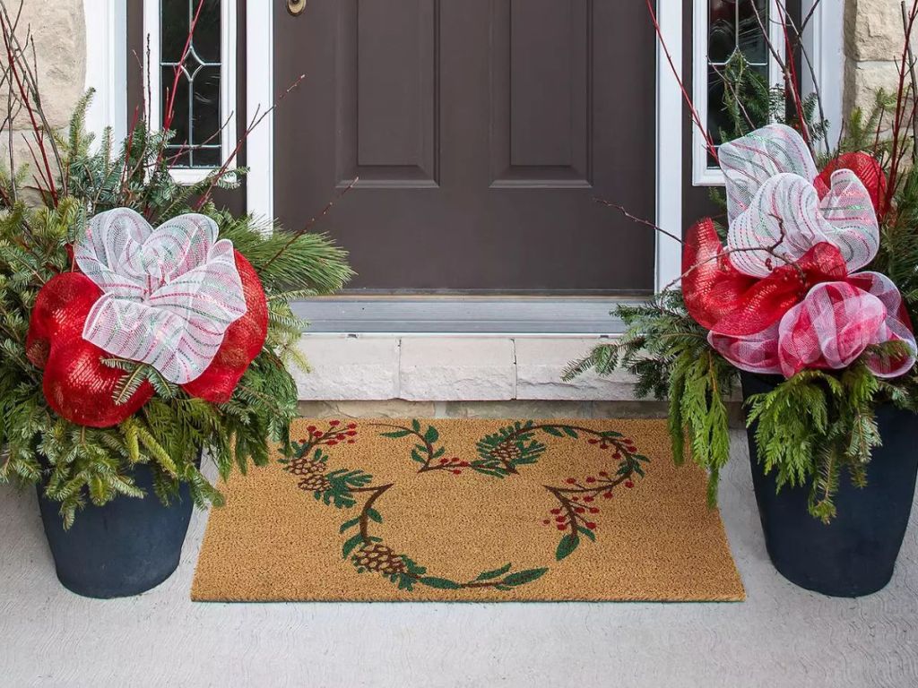 Disney Christmas Coir 18x30 Ears Holly Doormat