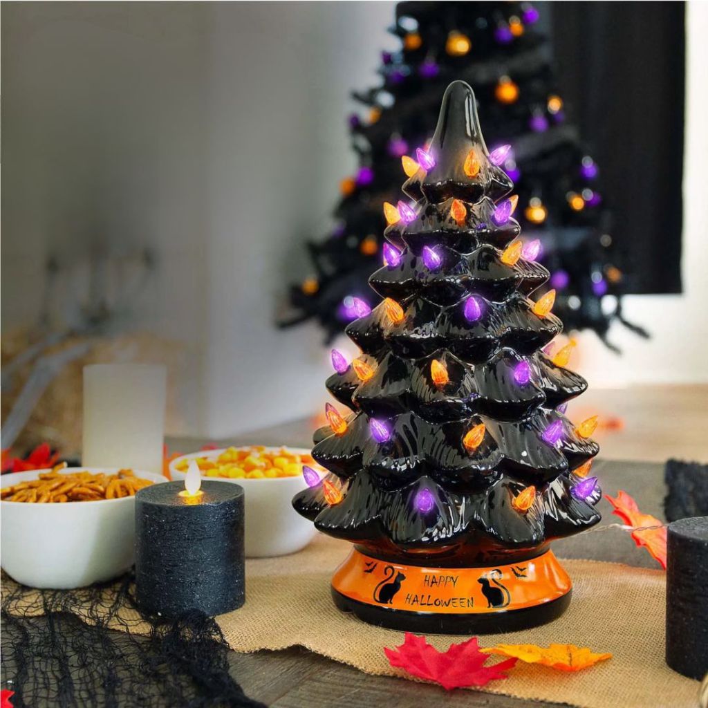 Best Choice Products 15in Pre-Lit Ceramic Tabletop Halloween Tree 