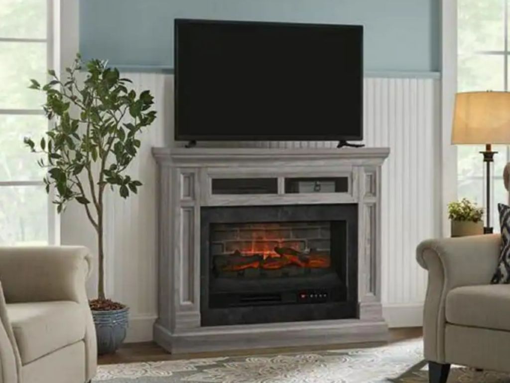 electric fireplace tv stand in living room