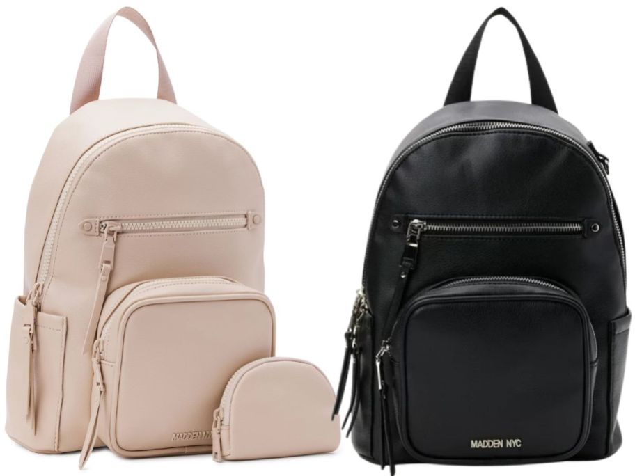 khaki and black women's mini backpack purses