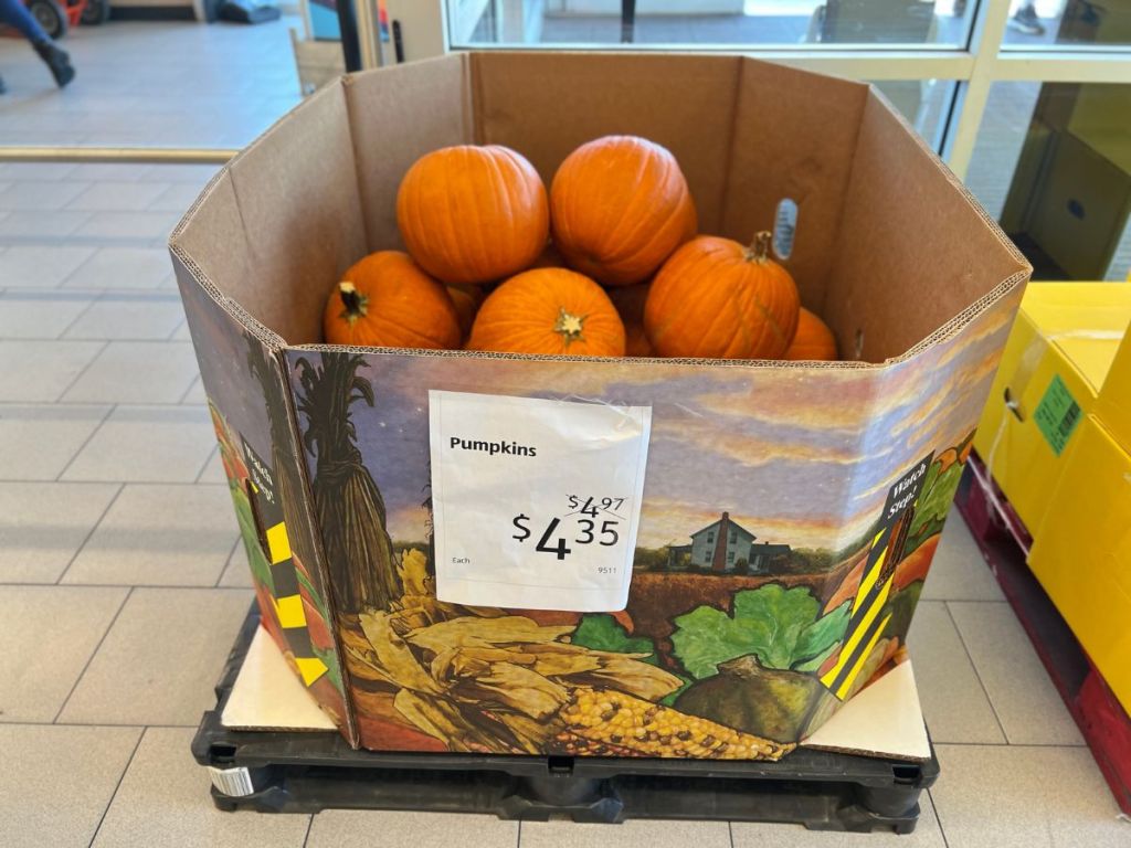 A box of Aldi Pumpkins