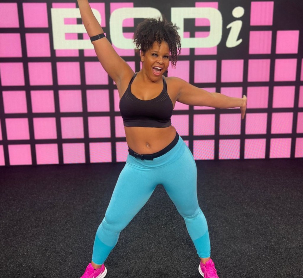 woman working out on BODi stage