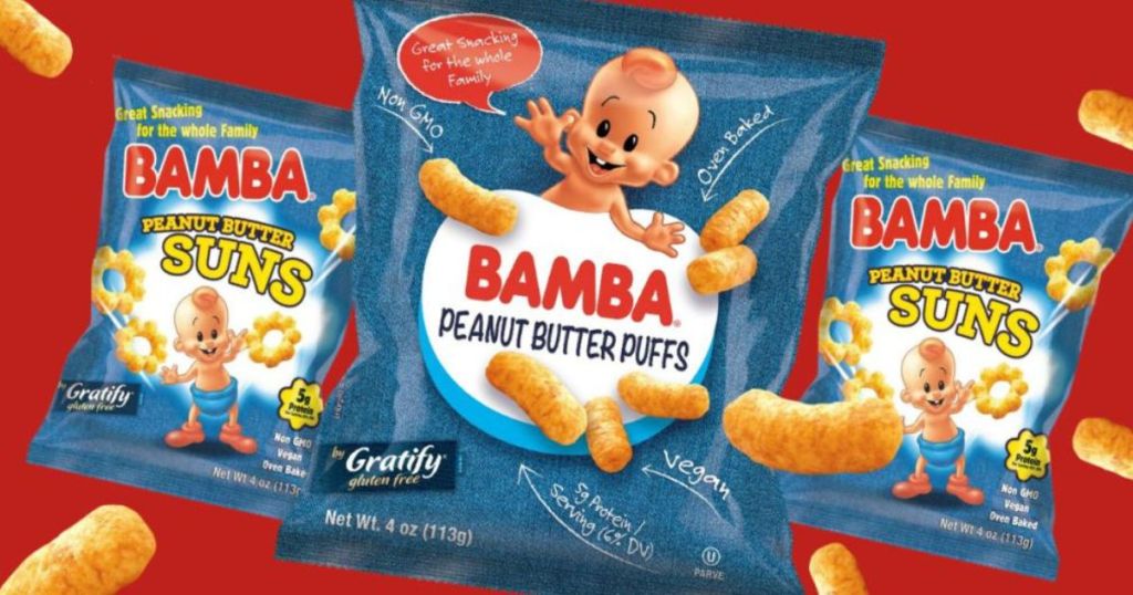 3 bags of Bamba Peanut Butter Puffs and Suns