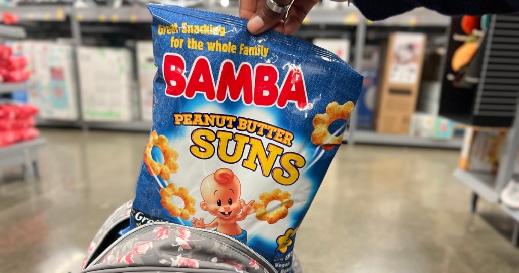 bamba peanut butter suns snack in store