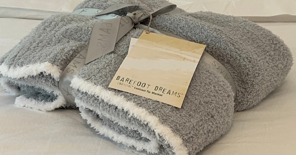 barefoot dreams throw blanket in gray