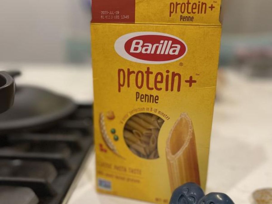 Barilla Protein + Pene on a stove