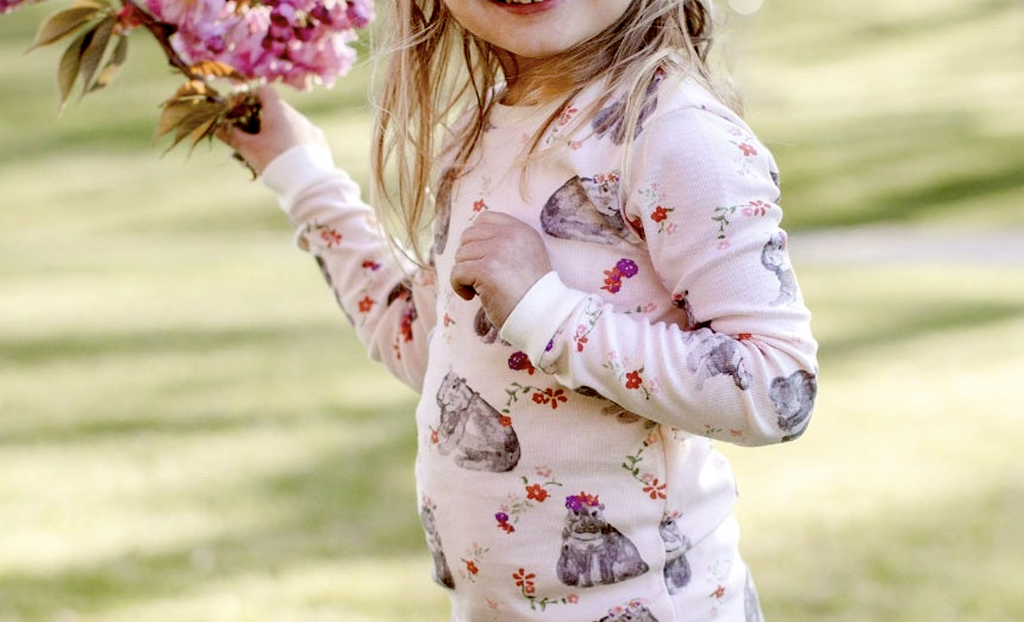 little girl wearing Burt's Bees pajamas