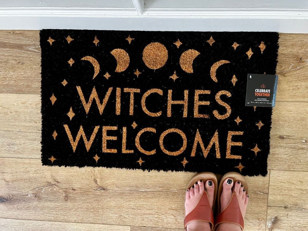 Celebrate Together Witches Welcome Doormat with feet