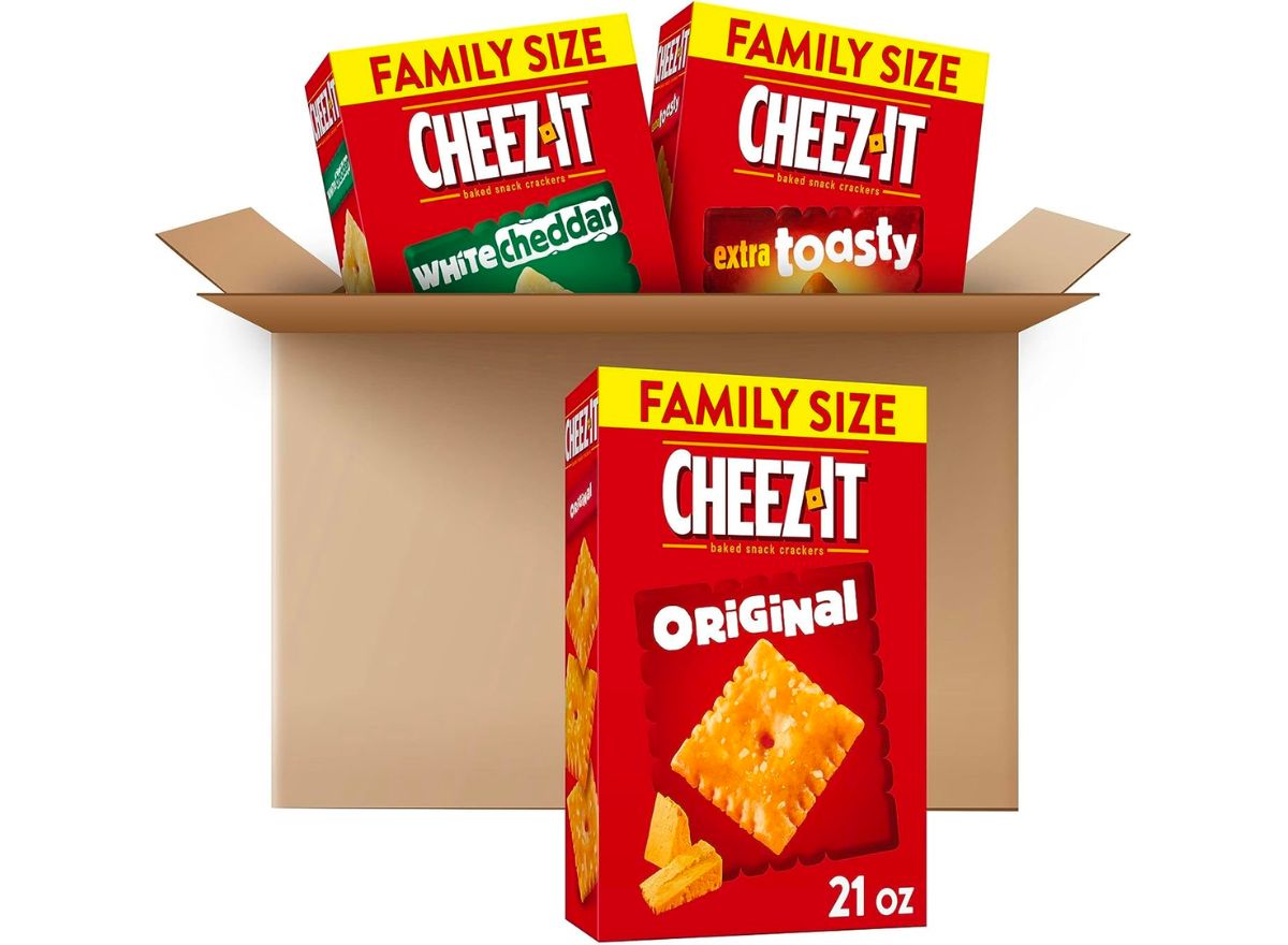 Cheez-It Baked Snack Cheese Crackers 3 Flavor Variety Pack stock image