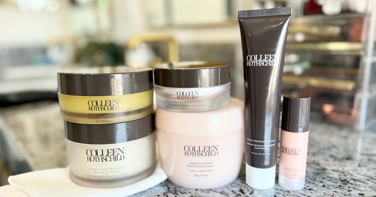 Colleen Rothschild Skincare line on a counter