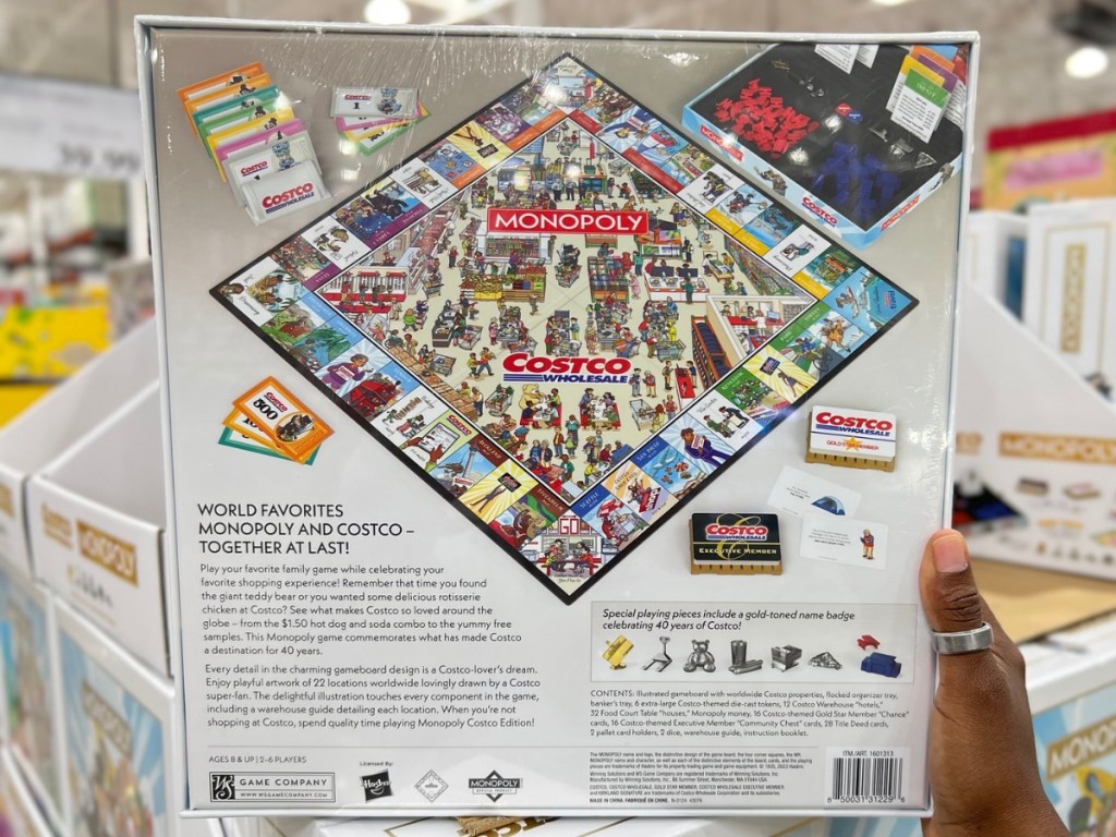 back of costco monopoly game box in store
