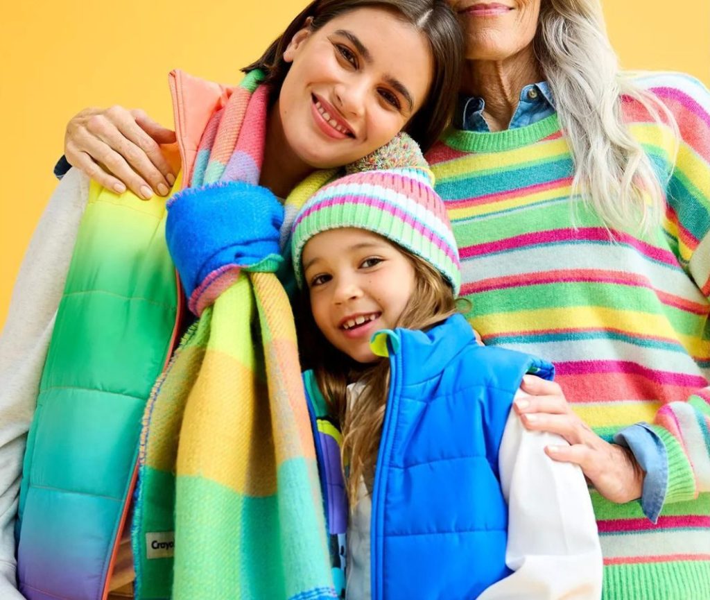 Woman, child and older woman wearing clothing and accessories from the Crayola X Kohl's Collection