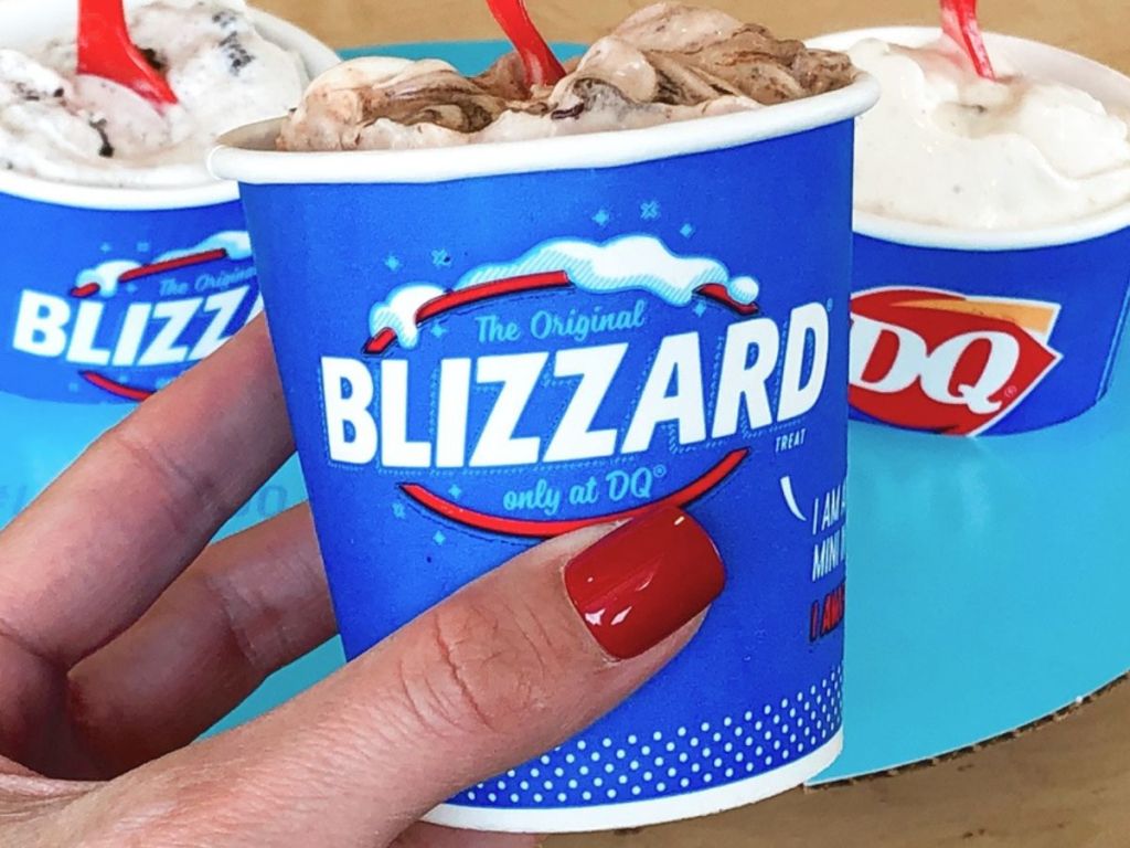 A mini Dairy Queen Blizzard in a woman's hand