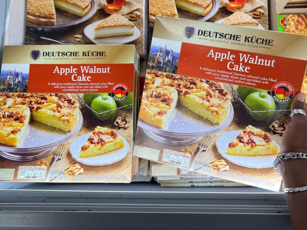 A cooler full of Deutsche Kuche Apple Walnut Cake