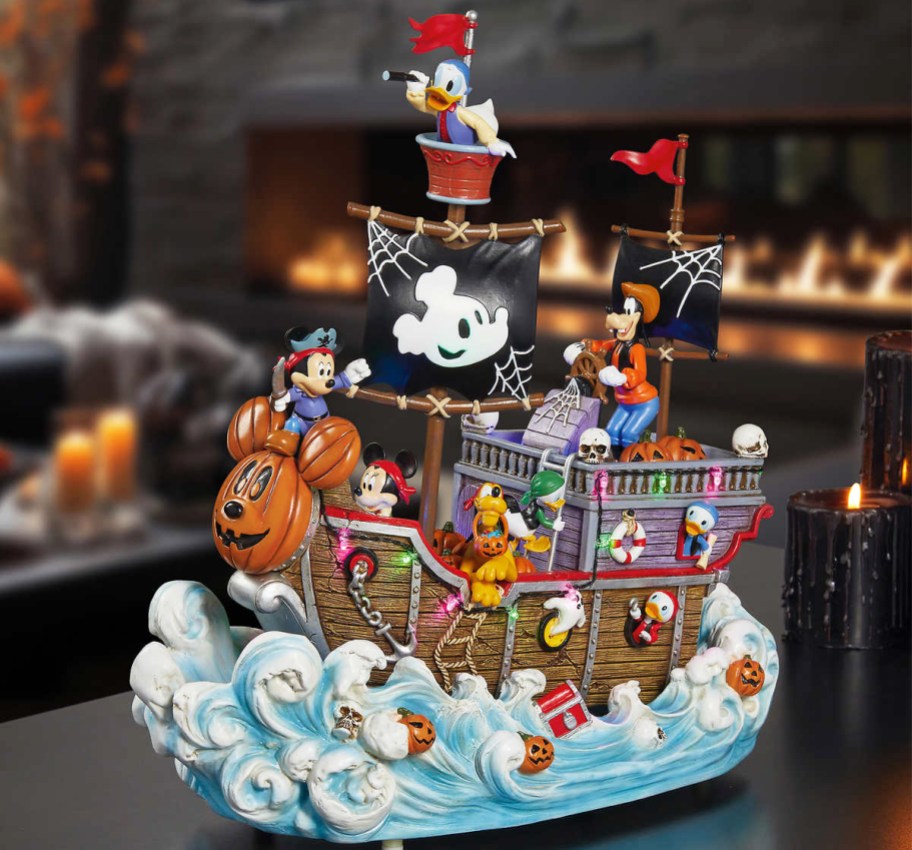 halloween themed Disney Pirate Ship on table