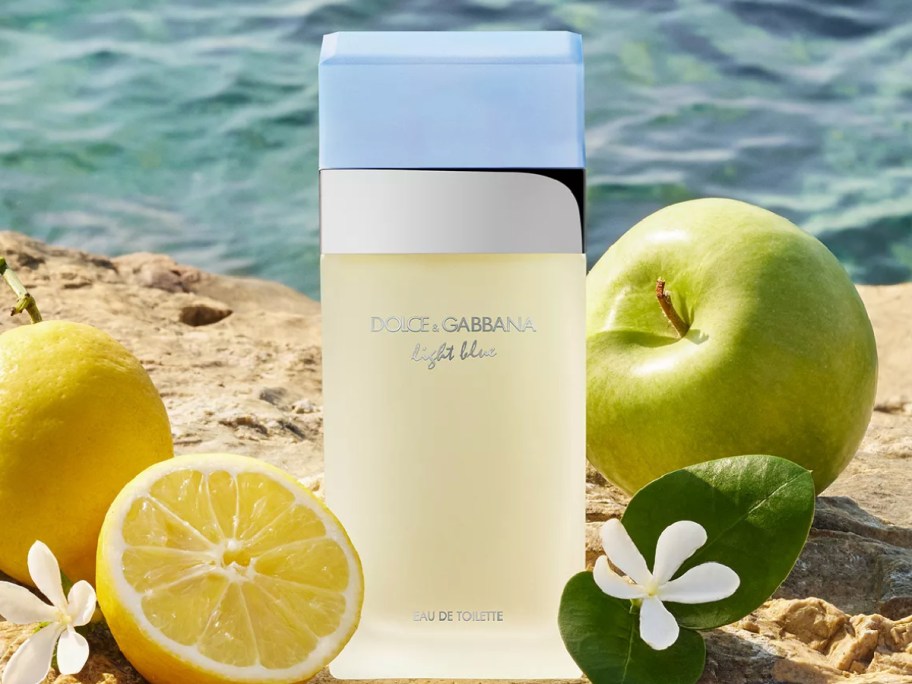 Dolce & Gabbana Light Blue Eau de Toilette Spray, 0.84 oz. with fruit around it