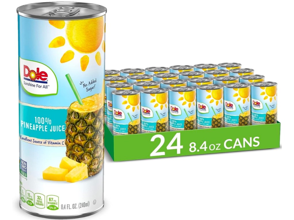 Dole 100% Pineapple Juice 8.4oz Cans 24-Pack