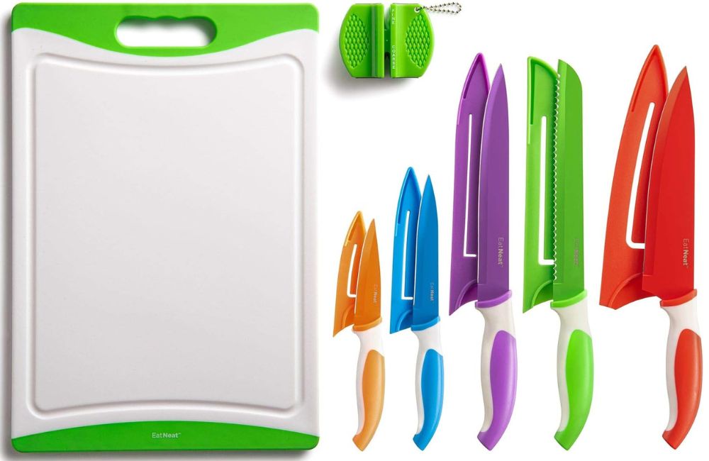 EatNeat Knife Set with cutting board and sharpener 