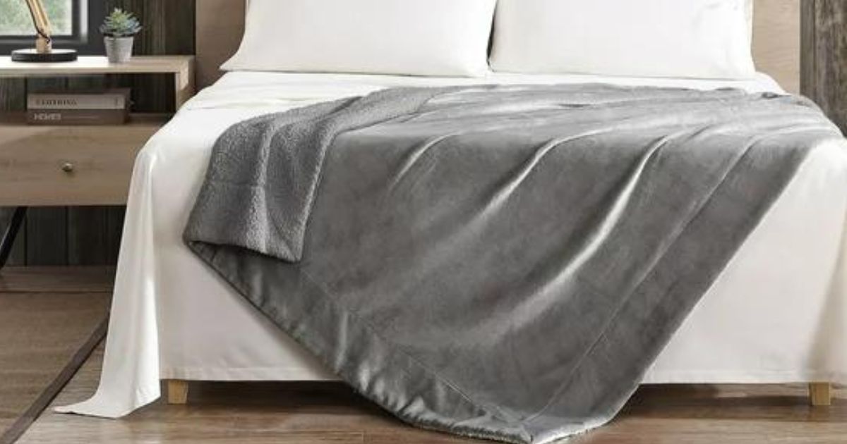 An Eddie Bauer Throw blanket on a bed