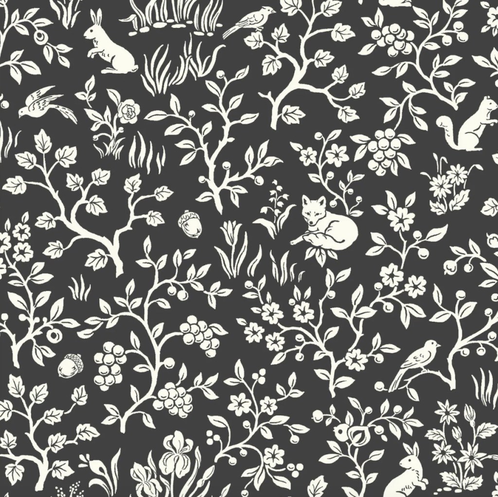 black and white fox patterned wallpaper magnolia home alternative