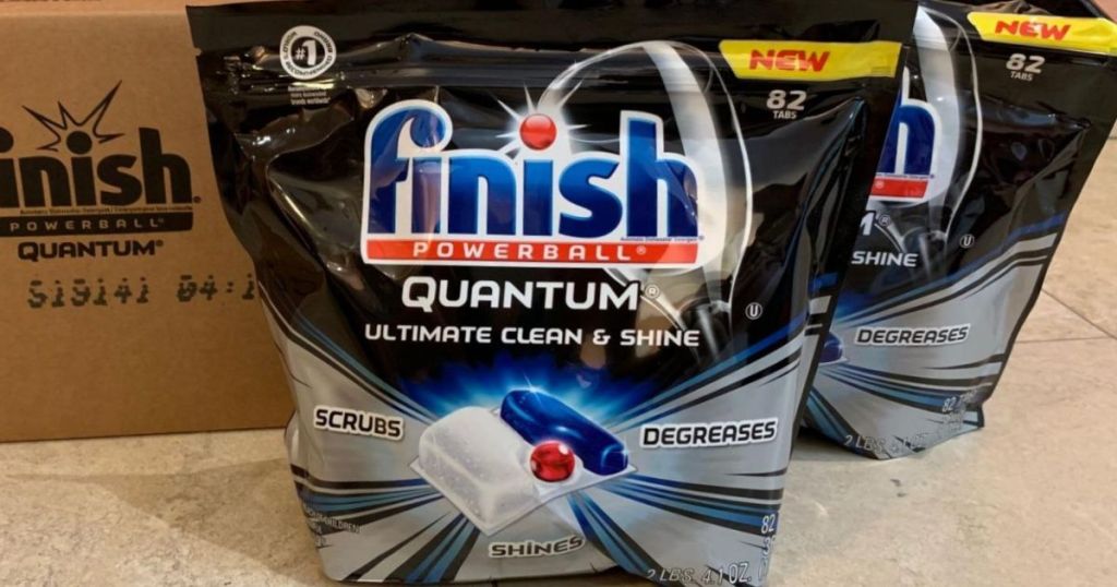 Bags of Finish Quantum Dishwasher tabs