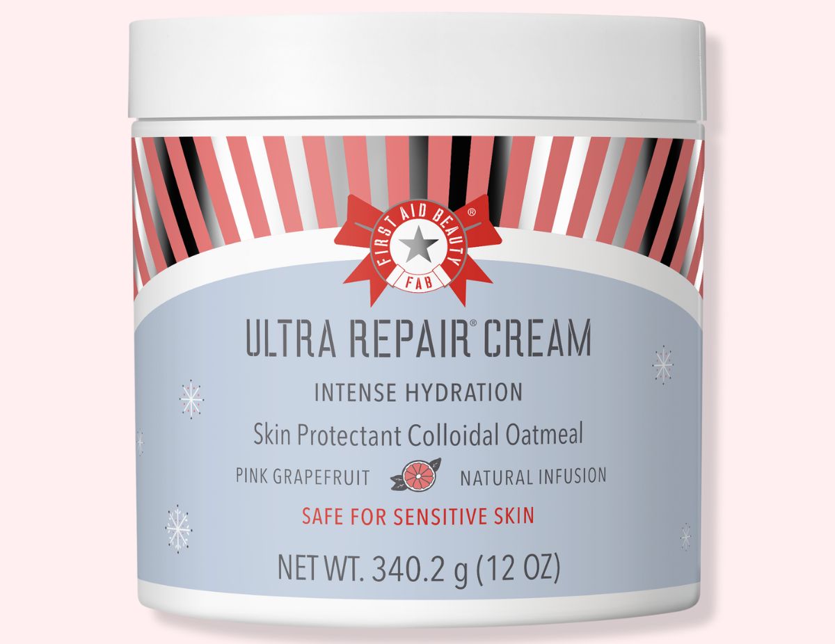 First Aid Beauty Limited Edition Ultra Repair Cream Pink Grapefruit 12 ounce jar stock image