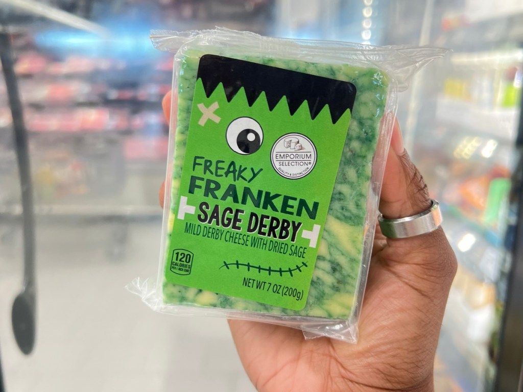 Frankenstein cheese in womans hands