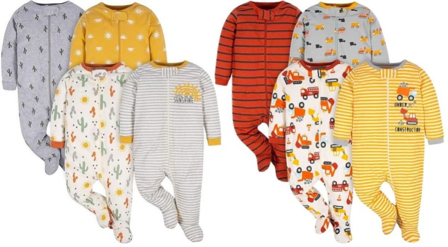 Gerber Baby Boy Sleep and Play Footie Pajamas 4-Packs