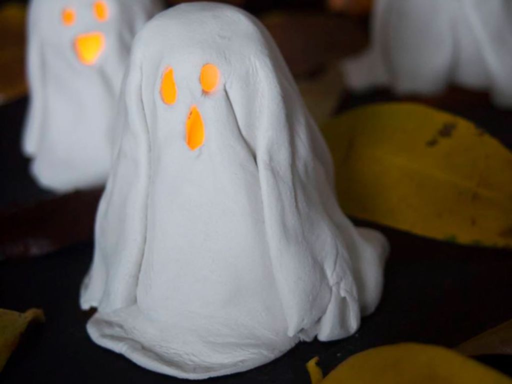 A ghost halloween tea light cover
