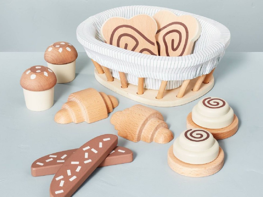 Hearth & Hand with Magnolia Toy Baked Goods Food Set displayed with the food sticking out