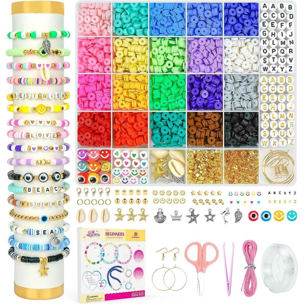 Dowsabel Clay Beads Bracelet Making Kit for Beginner, 5000Pcs