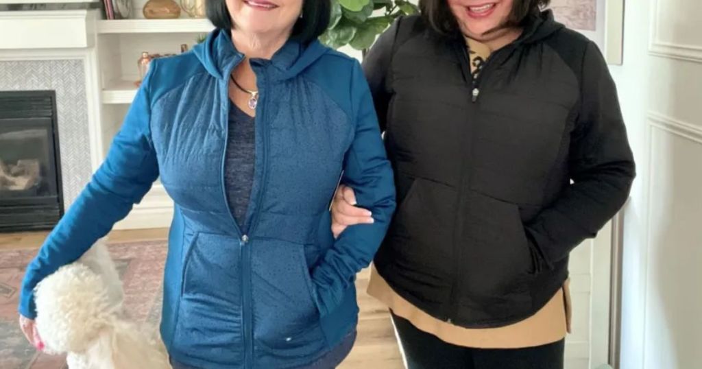 2 women wearing Tek Gear Hooded Mixed-Media Jackets from Kohl's