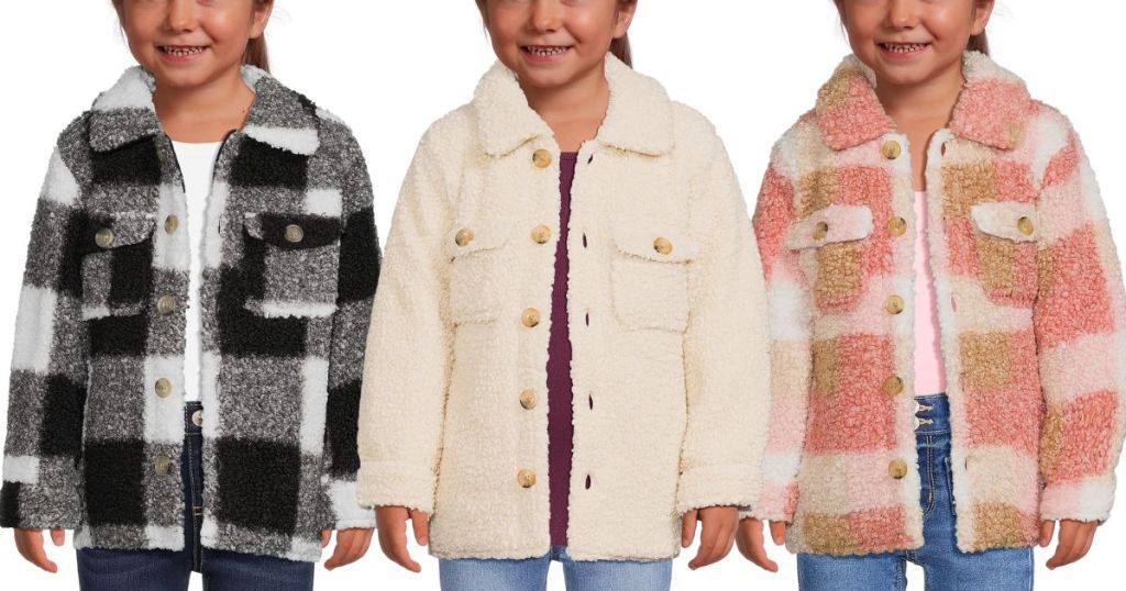 Wonder Nation Toddler Faux Sherpa Shackets, Sizes 12M-5T