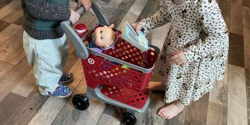 The Target Toy Shopping Cart is Back in Stock | Includes Coffee Cup, Cup Holder, & Toy Groceries