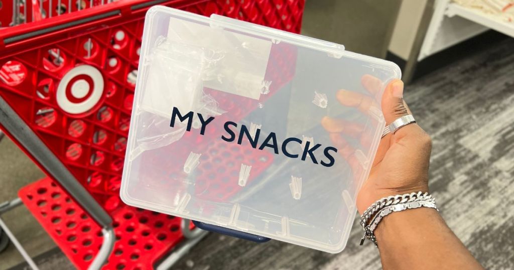 My Snack Box, divided snack container in woman's hand at Target