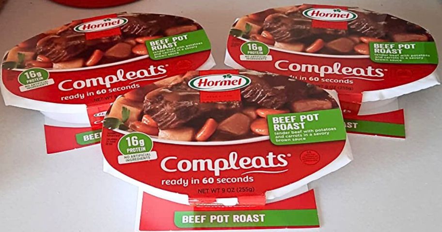 3packs of Hormel Compleats Microwave Beef Pot Roat