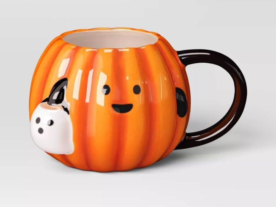 Hyde & EEK! Boutique 15.25oz Halloween Stoneware Figural Orange Pumpkin Mug stock image