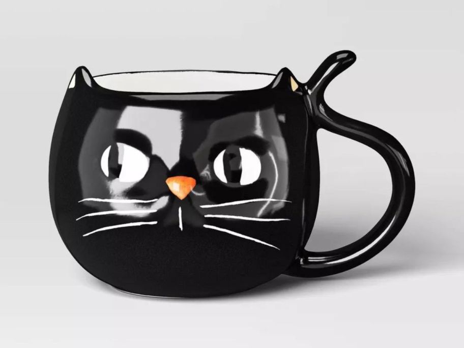 Hyde & EEK! Boutique 15.5oz Halloween Stoneware Figural Black Cat Mug stock image