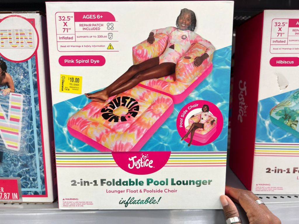 A picture on a box of a girl on a pool lounger
