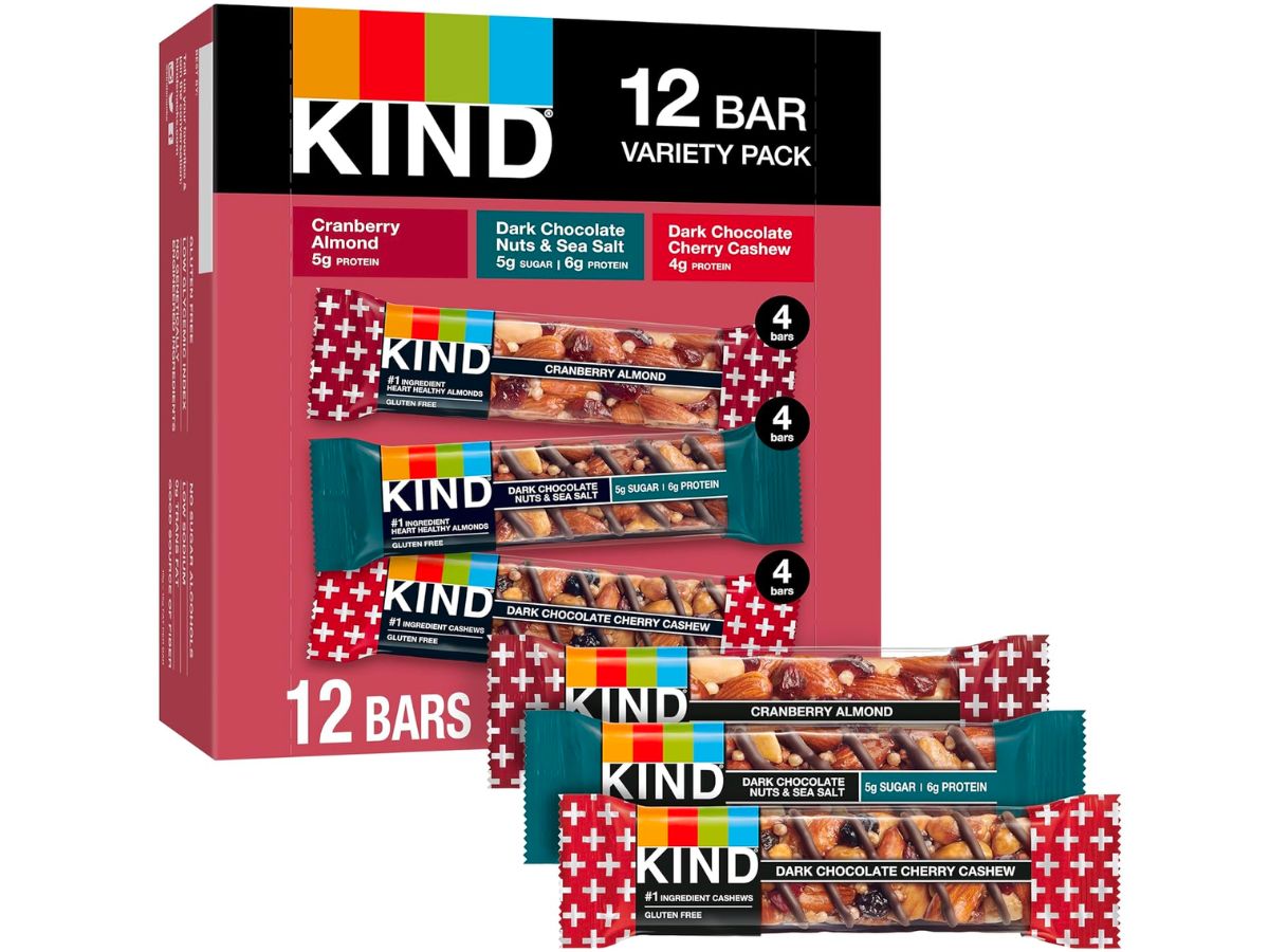 KIND Nut Bars Favorites, 3 Flavor Variety Pack 12-Count stock image