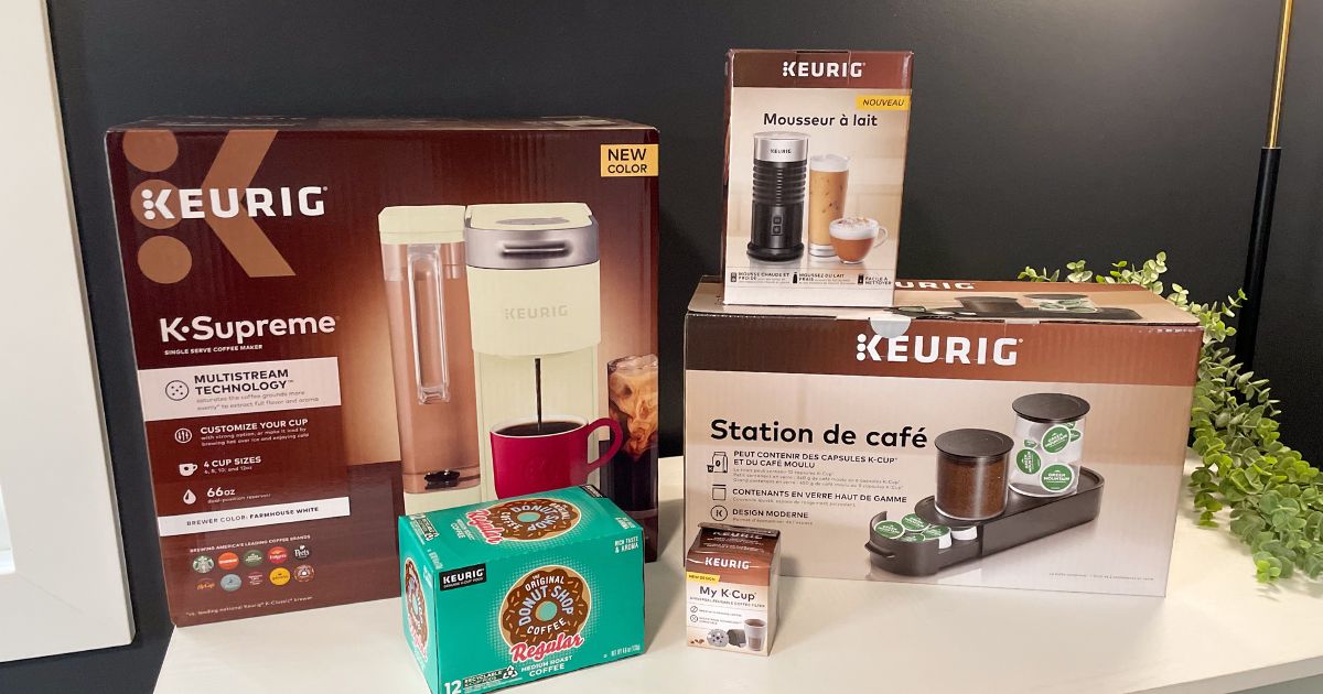 Keurig k -supreme, k-cups, filter, frother and coffee station