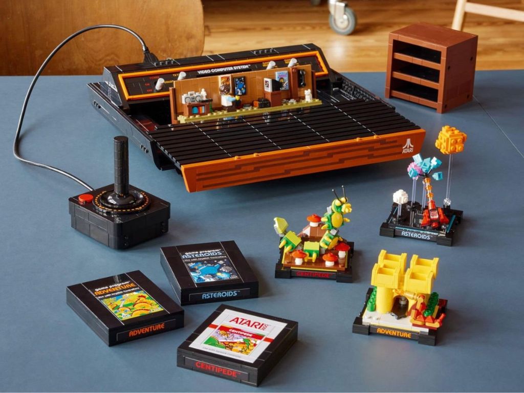 A Lego Atari set on a table