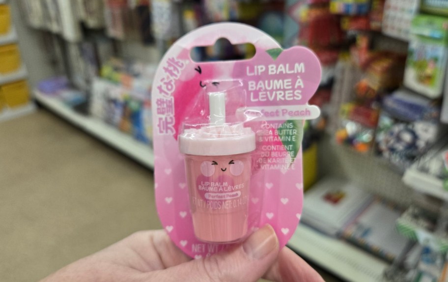 Sweet Peach lip balm from dollar tree