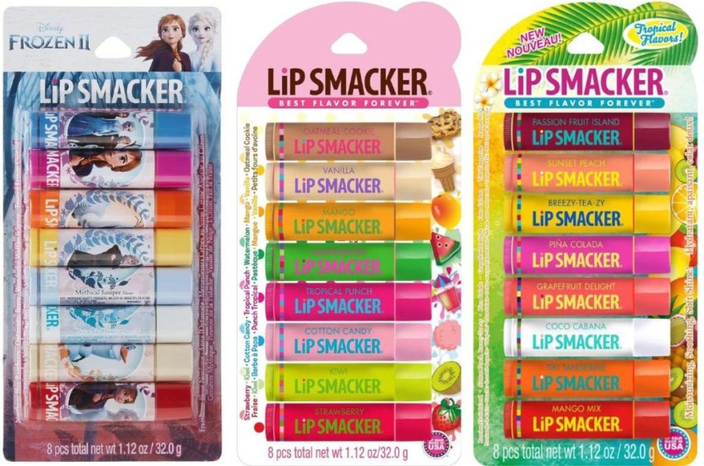3 different 8-count packs of Lip Smack Lip Balm