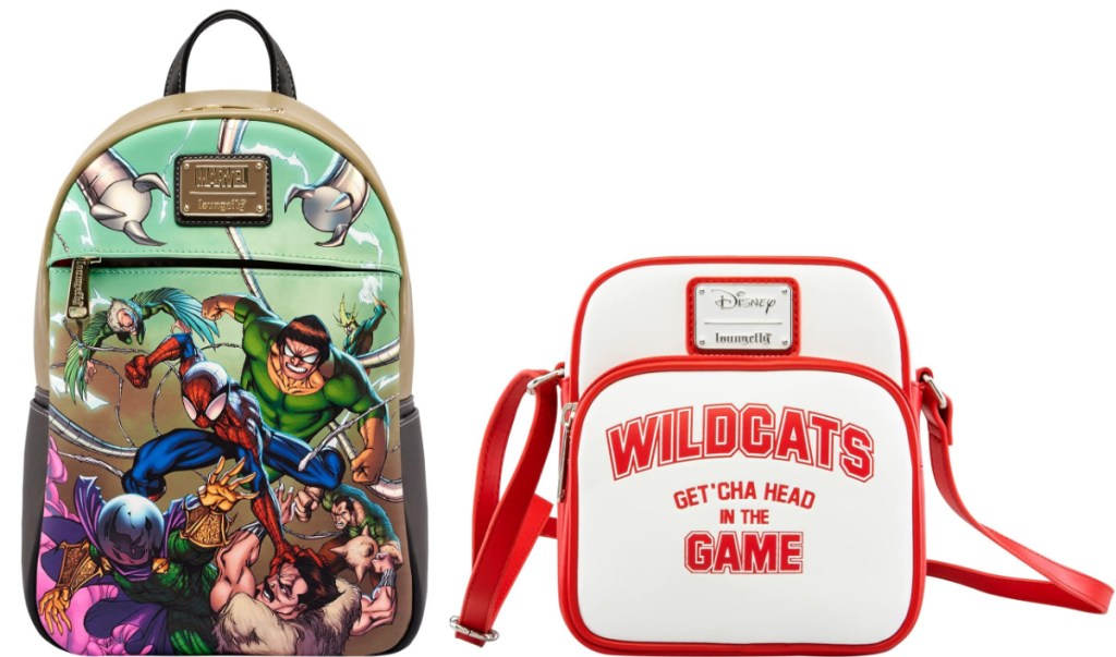 Loungefly Marvel Spider-Man Sinister 6 Mini-Backpack and wildcat crossbody bag