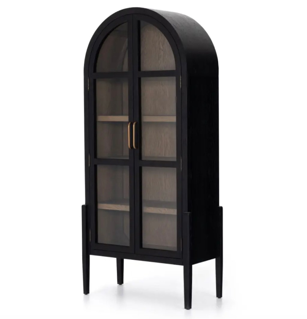 stock photo of black wood arch cabinet