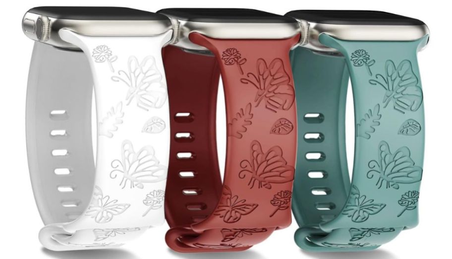 Maxtop 3 Pack Floral Engraved Bands Compatible with Apple Watch