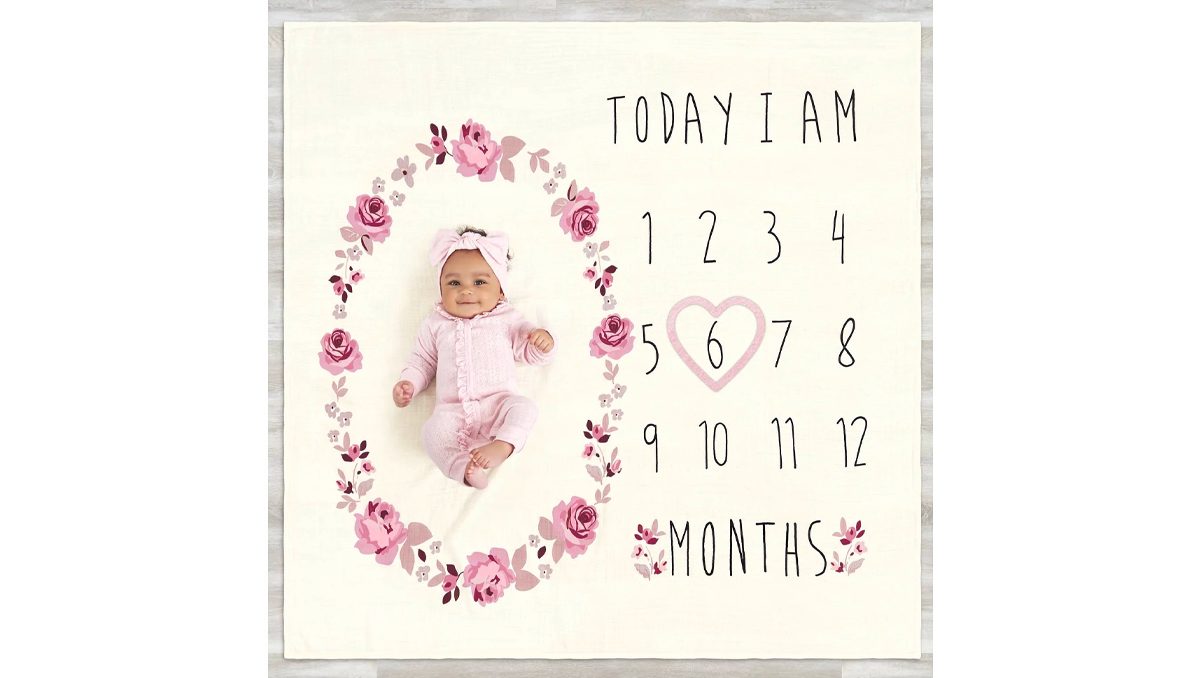 Modern Moments by Gerber Baby Girl Milestone Blanket & Frame Set